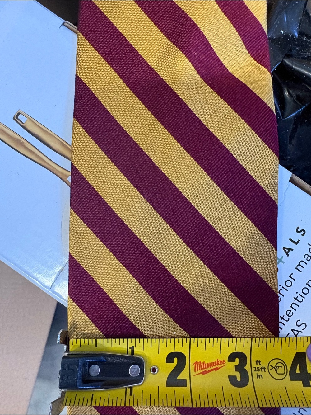 Brooks Brothers Burgundy and Gold Striped Silk Tie - Picture 3 of 3